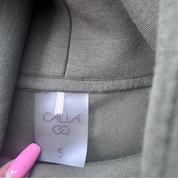 Calia Scuba Pullover Olive Green Funnel Neck Sweatshirt Size Small - Picture 6 of 12